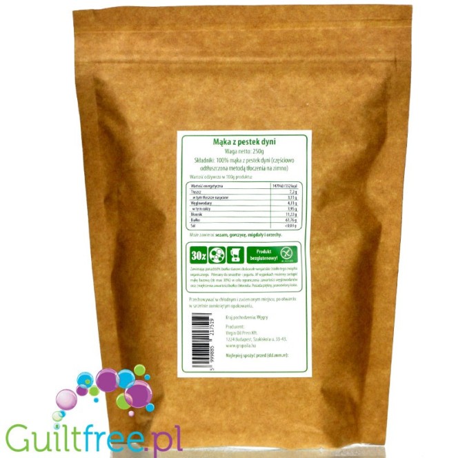 Grapoila Highly Defatted Pumpkin Seed Flour, Raw, 61% Protein