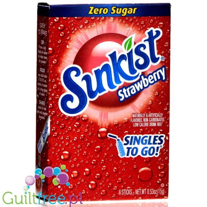 Sunkist Strawberry Zero Sugar Singles to Go 0.53oz (16,5g)