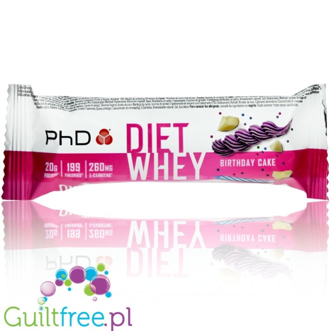 PhD Diet Whey Bar Birthday Cake protein bar with L-carnitine