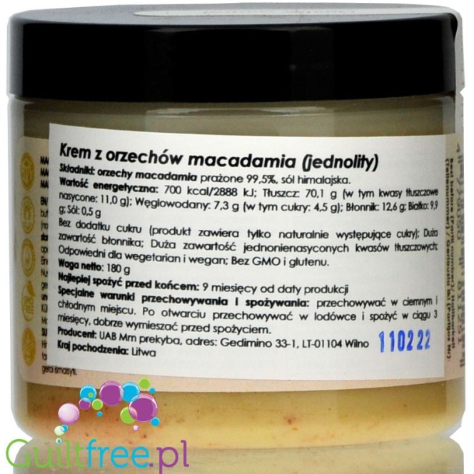 Macadamia Nut Farm Pure Natural, Salted, 100% organic raw macadamia nut butter
