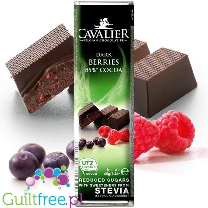 Cavalier Stevia Dark Chocolate Forrest Fruit - ciemna czekoladka bez dodatku cukru z owocami leśnymi