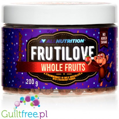 AllNutrition FruitLOVE - truskawki w mlecznej czekoladzie bez dodatku cukru