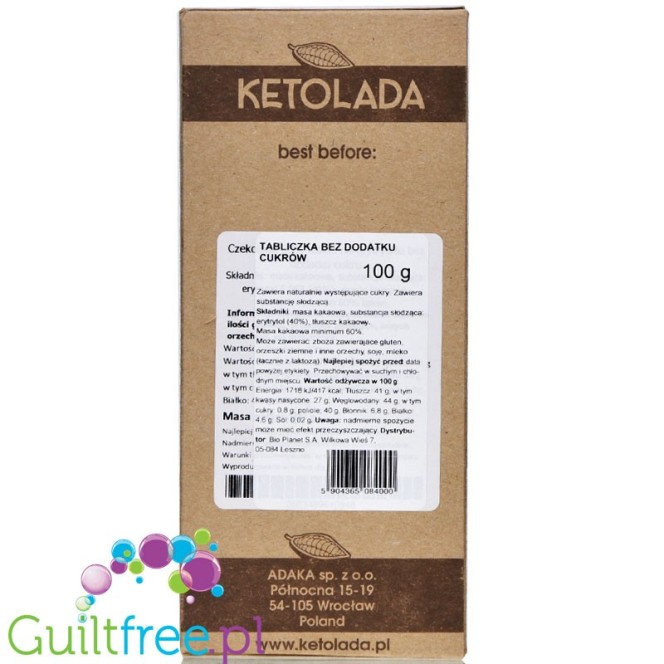 Ketolate handcrafted dark chocolate without lecithin