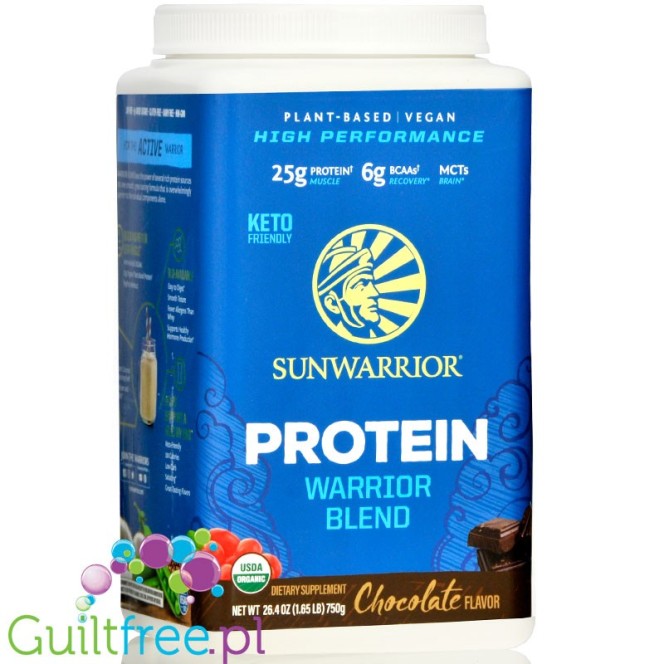 Sunwarrior Protein Warrior Blend 0,75kg, Chocolate - vegan protein powder with acai, goji & quinoa, sachet