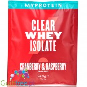 MyProtein Clear Whey Isolate Cranberry & Raspberry  - hydrolizat smakowy, odżywka 20g białka w 90kcal