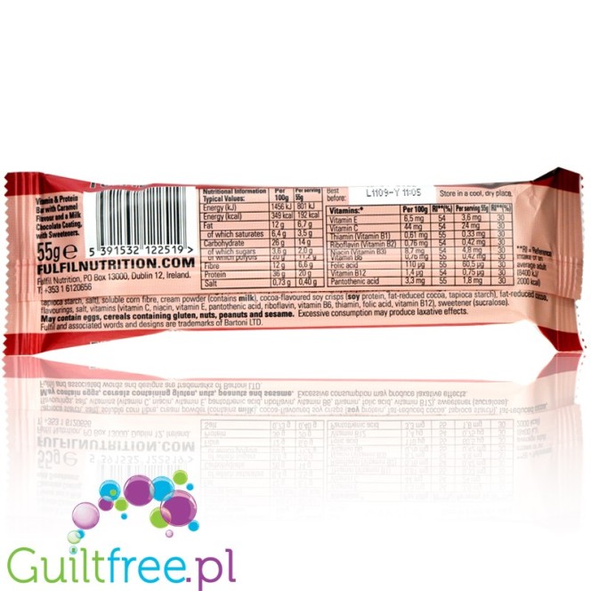 Fulfil Chocolate & Caramel protein bar with vitamins