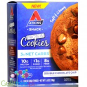 Atkins Snack Protein Cookie, Double Chocolate Chip - czekoladowe keto ciastka proteinowe, pudełko x 4szt