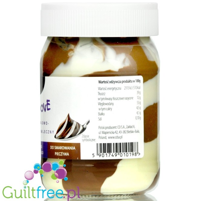 CD DuoLove - krem o smaku kakaowo-orzechowo-mlecznym bez dodatku cukru, bez oleju palmowego)