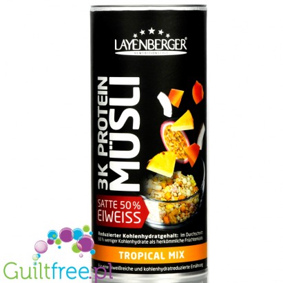 Layenberger Protein Müsli Tropical Mix - protein breakfast cereals 50% protein, Papaya, Passion fruit & Pineapple