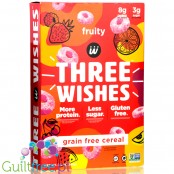 Three Wishes Grain Free Cereal, Fruity - niskowęglowodanowe płatki śniadaniowe bez glutenu, z monk fruit