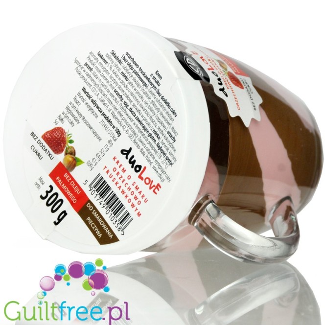 CD DuoLove Strawberry Nut (słoik z uszkiem) - krem o smaku truskawkowo-orzechowym bez dodatku cukru, bez oleju palmowego)