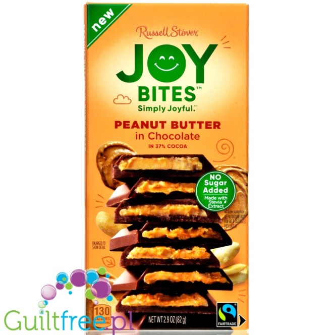 Russell Stover No Sugar Added Joy Bites, Peanut Butter in Milk Chocolate, 37% Cocoa