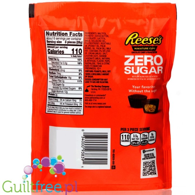 Reese's Zero Sugar - miseczki czekoladowe z masłem orzechowym bez cukru