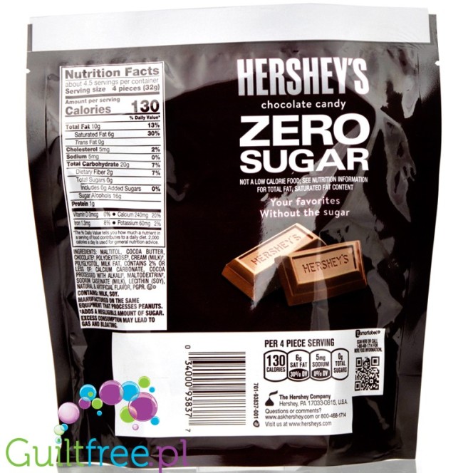 Hershey's Chocolate Candy Zero Sugar - mleczne czekoladki bez cukru