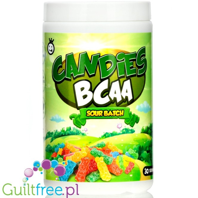 Yummy Sports Candies Sour Batch Gummies, wegańskie BCAA 2:1:1 ze stewią