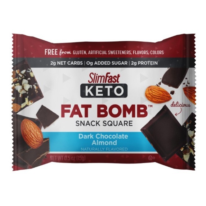SlimFast  Keto Fat Bomb Snack Square, Dark Chocolate Almond