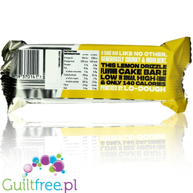 Lo-Dough Miracle Lemon Drizzle Cake Bar 143kcal  the least caloric protein bar