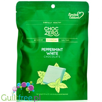 Choc Zero Chocolate Squares, Peppermint White Chocolate 3.5 oz