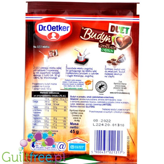 Dr Oetker Duet Chocolate & Hazelnut - sugar free instant pudding mix powder