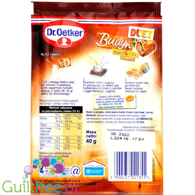Dr Oetker Duet Peanut Butter & Caramel - sugar free instant pudding mix powder