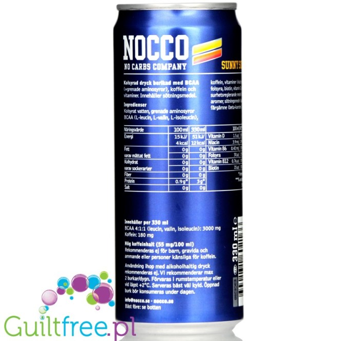 NOCCO BCAA Sunny Soda sugar free drink with caffeine and BCAA