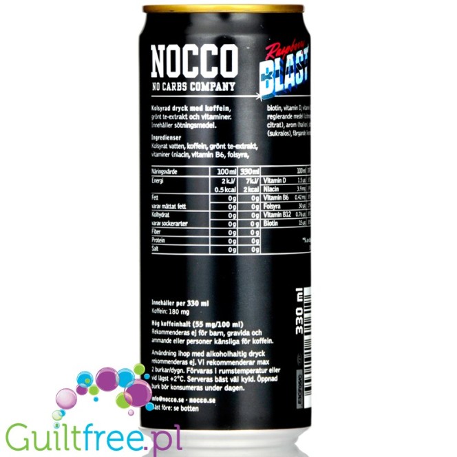 NOCCO BCAA Focus Raspberry Blast - sugar free energy drink with caffeine, l-carnitine and BCAA