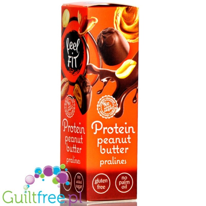FeelFIT Protein Peanut Butter Pralines - praliny proteinowe bez dodatku cukru w mlecznej czekoladzie z masłem orzechowym