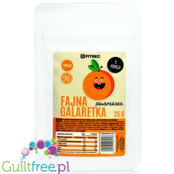 FitRec Fajna Galaretka Orange, sugar free jelly powder, 5 servings