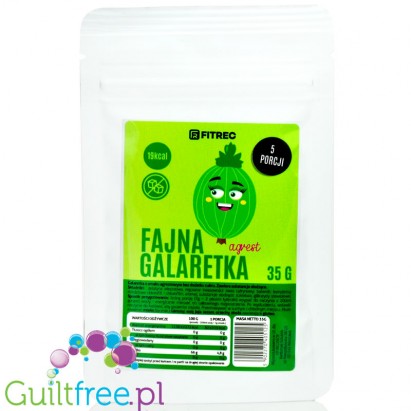 FitRec Fajna Galaretka Gooseberry, sugar free jelly powder, 5 servings