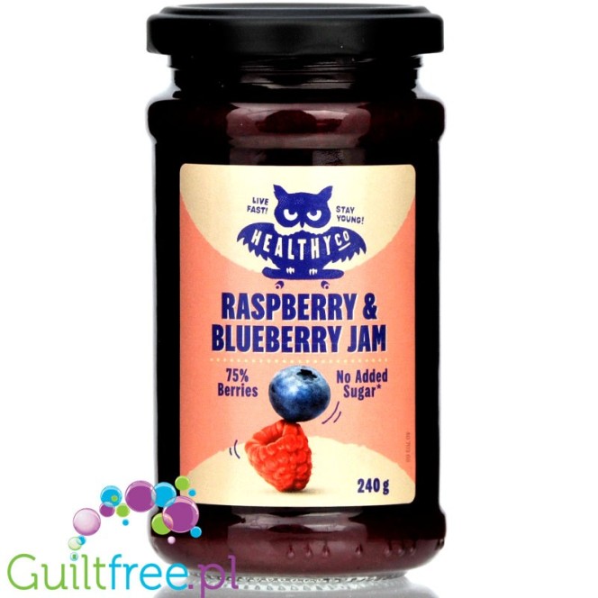 HealthyCo Raspberry & Blueberry Jam, low calorie with stevia