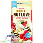 AllNutrition Protein Chocolate Crispy Vanilla - biała czekolada białkowa z malinami, bez cukru