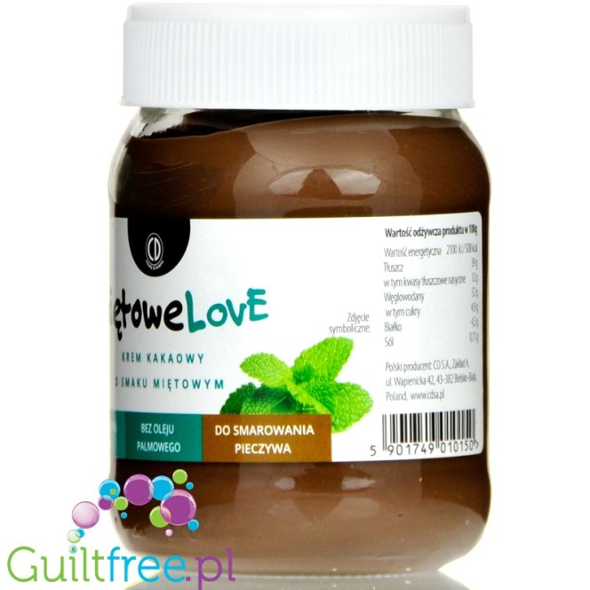 CD MiętoweLove - krem czekoladowo-miętowy bez dodatku cukru, bez oleju palmowego