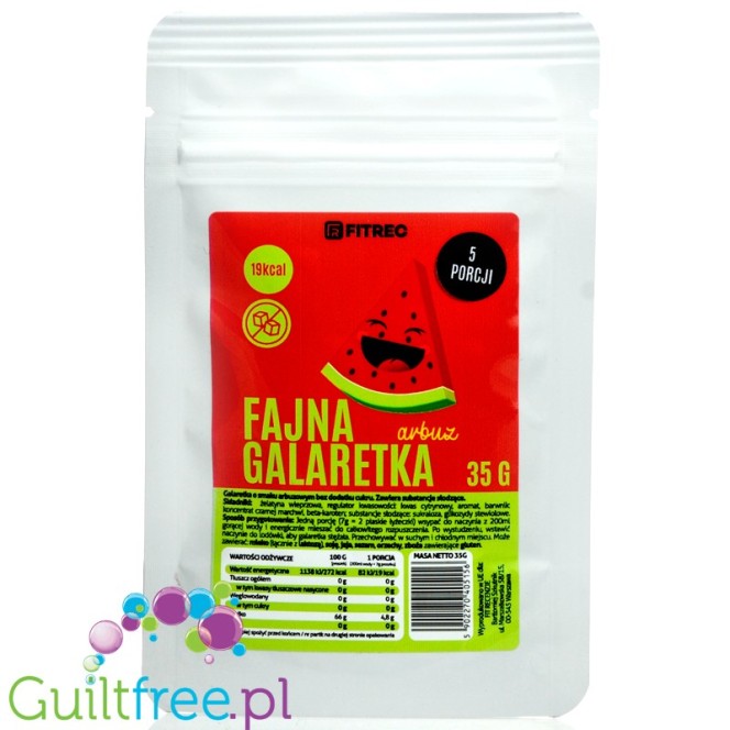 FitRec Fajna Galaretka Watermelon, sugar free jelly powder, 5 servings