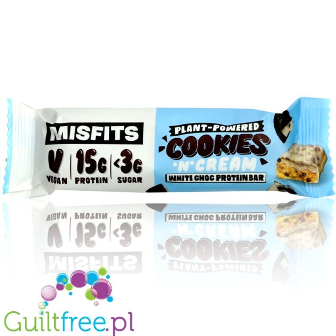 MisFits Plant Cookies & Cream - triple layered vegan protein bar