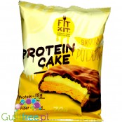 FitKit Protein Cake Banana Pudding - grube ciastko proteinowe z nadzieniem soufflé w polewie czekoladowej bez cukru
