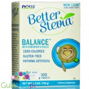 NOW Foods Better Stevia Chromium & Inulin - słodzik w saszetkach ze stewią z inulina i chromem, 100 saszetek