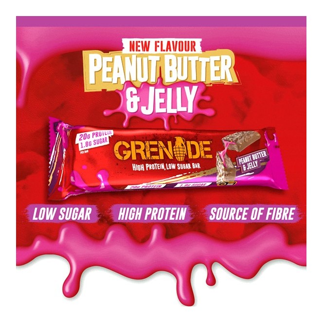 Grenade Carb Killa Peanut Butter & Jelly, baton białkowy 20g białka