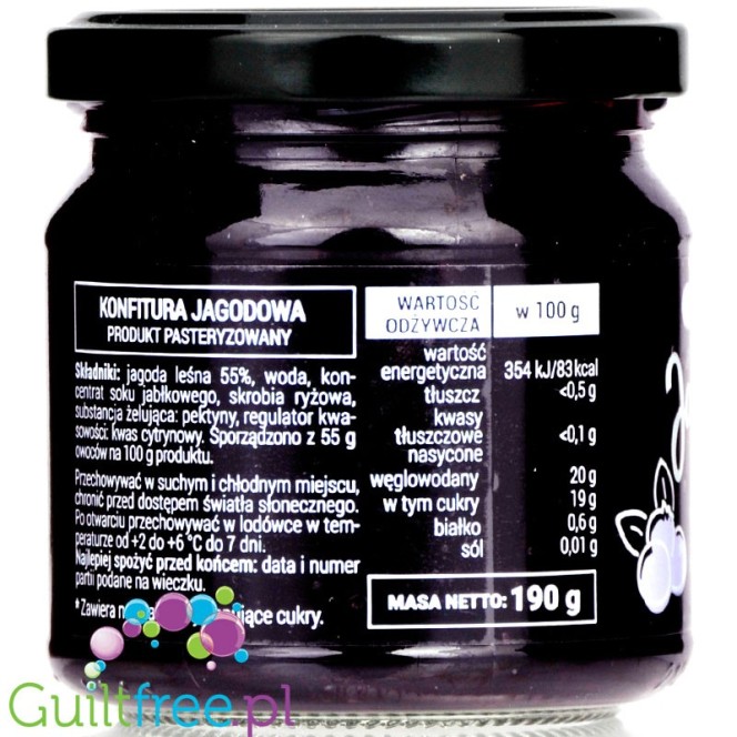 Devaldano sugar free blueberry preserves without added sugar and with no sweeteners