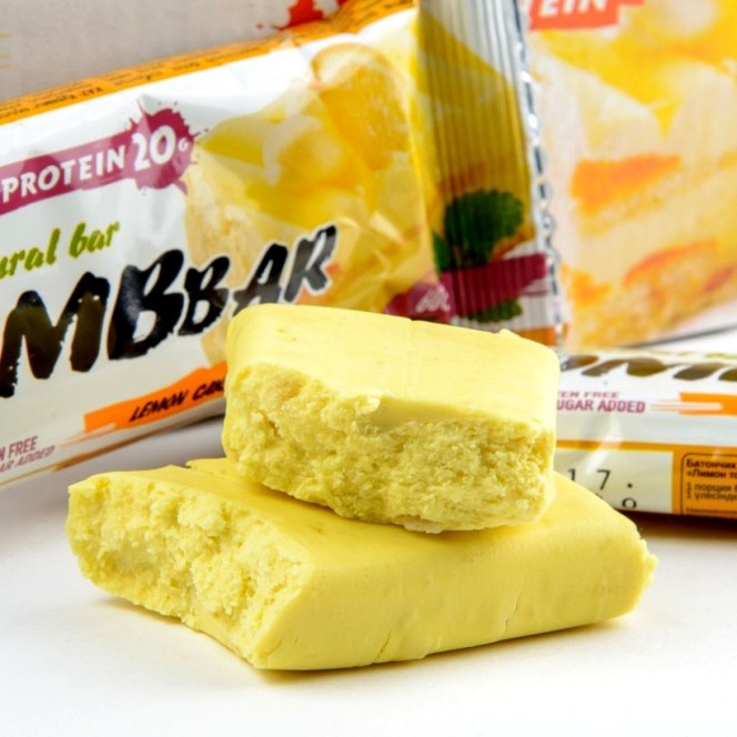 Bombbar Natural Bar Lemon Cake - baton proteinowy 20g białka &  173kcal, Cytrynowa Kremówka