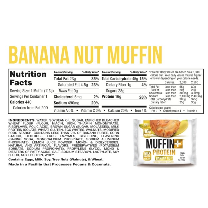 Bake City Protein Muffin Banana Nut 16g protein