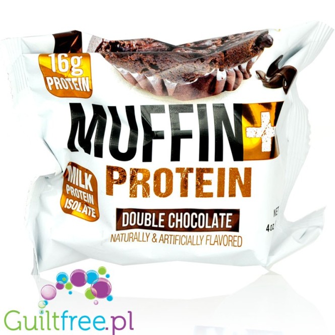 Bake City Protein Muffin Double Chocolate -  wielki muffin proteinowy 16g białka, czekoladowy z czekoladą