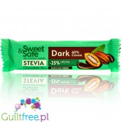 Sweet & Safe Stevia Dark Chocolate - baton z deserowej czekolady, 25% mniej kalorii
