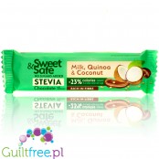 Sweet & Safe Stevia Milk Chocolate, Quinoa & Coconut  - batonik z mlecznej czekolady 23% mniej kalorii