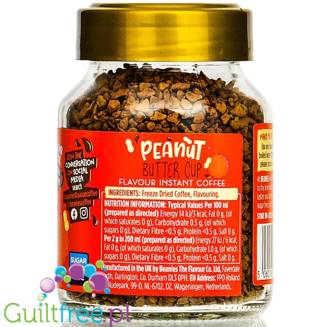 Beanies Peanut Buttercup instant flavored coffee 2kcal pe cup