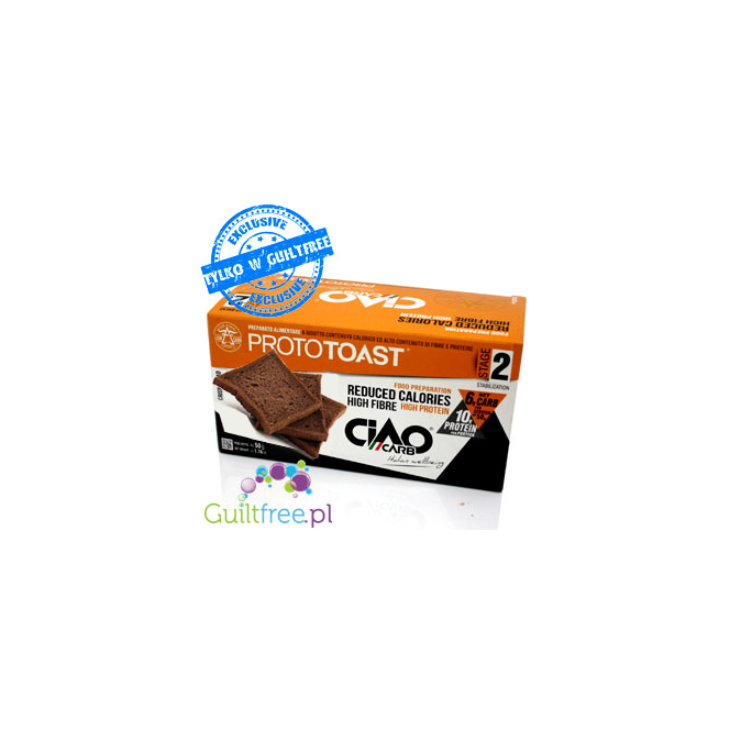 Prototoast Cocoa low calories food preparation - Crunchy toast with cocoa and nuts with reduced energy and low carbohydrate cont