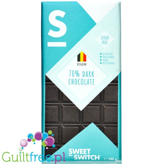 Sweet Switch Dark Chocolate 70% with stevia and no added sugar, 100g