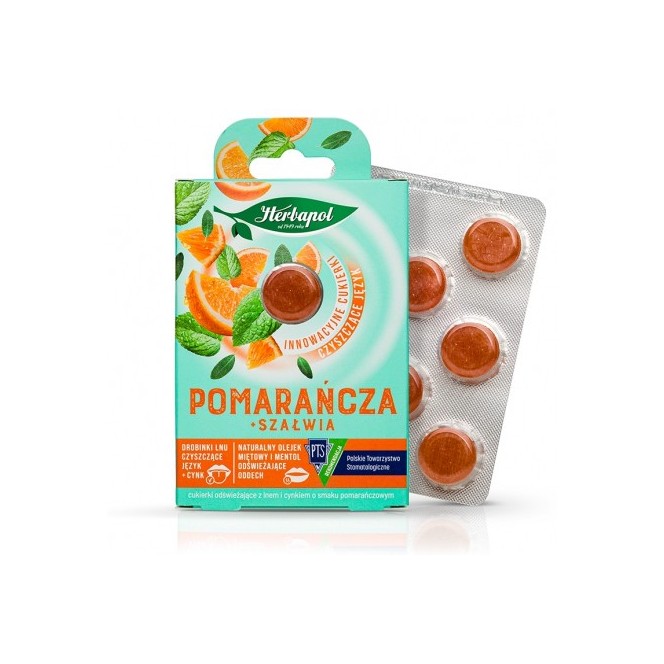 Herbapol Pomarańcza & Szałwia - pastylki bez cukru czyszczące język i odświeżające oddech