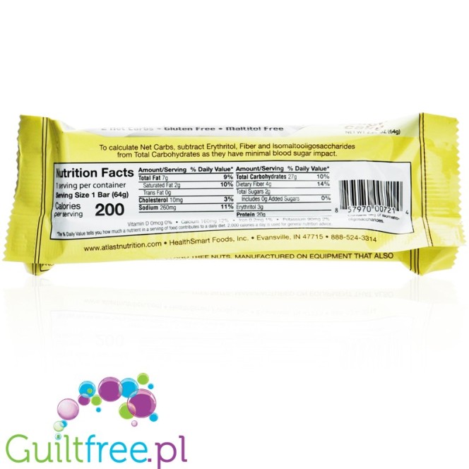Healthsmart  At Last! Uncoated Protein Bars, Yellow Cake