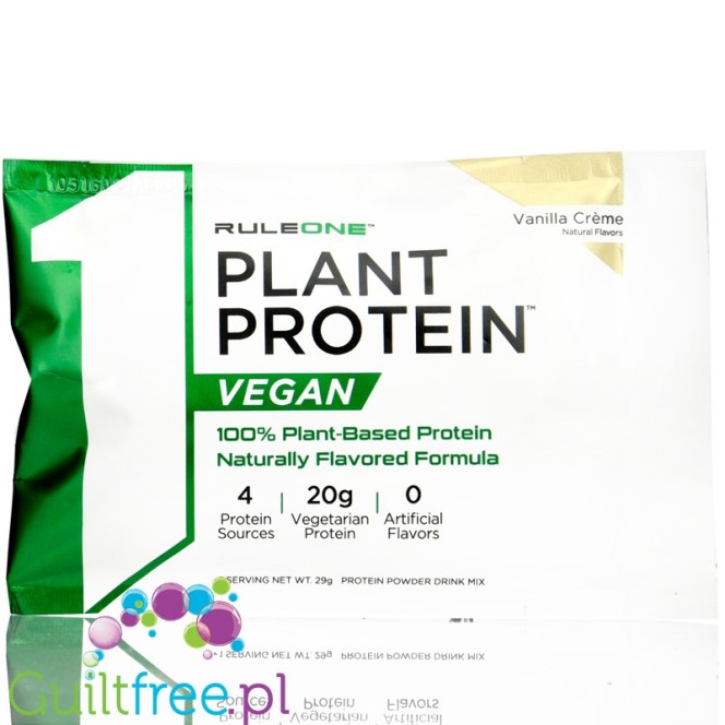 Rule1 R1 Plant Protein Vanilla Crème 30g - wegańska odżywka białkowa bez cukru, bez soi