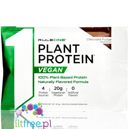Rule1 R1 Plant Protein Chocolate Fudge 30g - wegańska odżywka białkowa bez cukru, bez soi